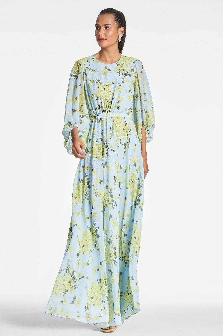 NWT Sachin & Babi Bianca Floral Chiffon Sequin Gown Size 4